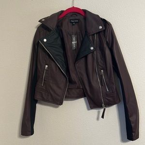 NWT Chocolate Brown Faux Leather Jacket